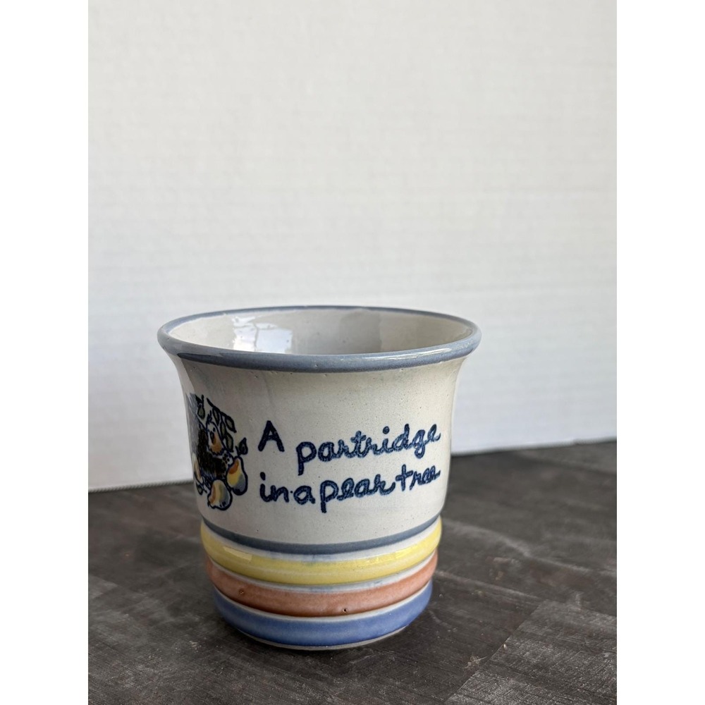 Louisville Stoneware Partridge in a Pear Tree Mug Hand Painted Kentucky Pottery